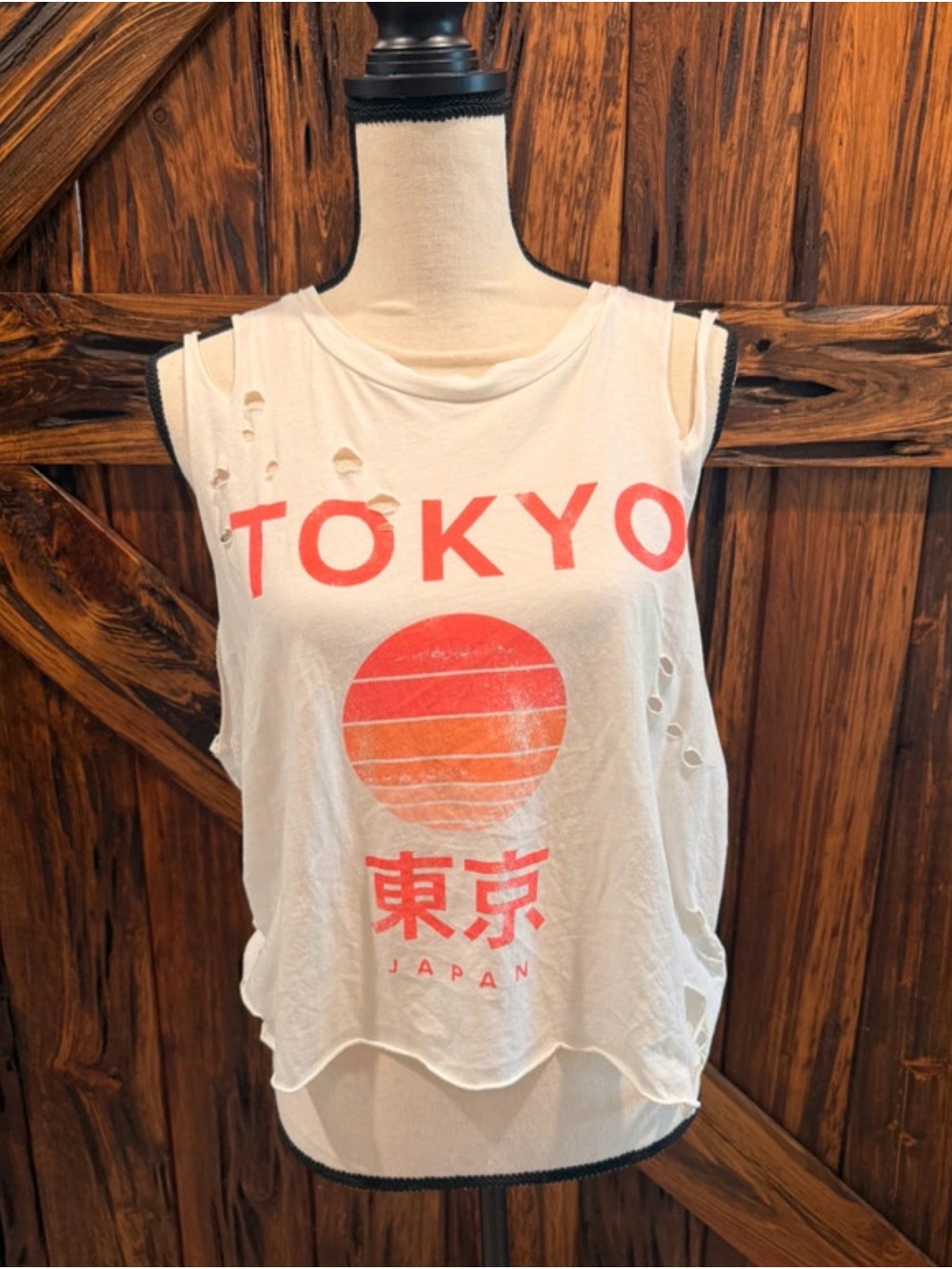 Grayson Threads White Tank with Red Orange Tokyo Graphic